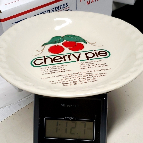 Cherry Pie Plate With Recipe Heavy Porcelain Dish Bake Cook Dining Party - Picture 8 of 8